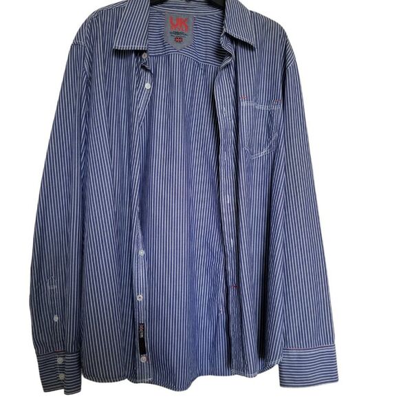 French Connection Men's Blue and White Striped Button-Down Shirt - Size XL - Picture 6 of 10